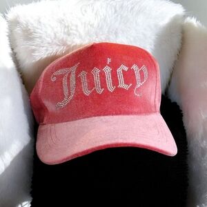 Juicy Couture Velvet Pink Summer Spring Cap Y2K 90s Rhinestone